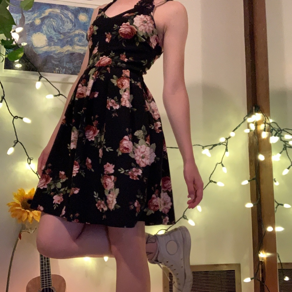 black floral dress